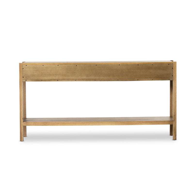 Meadow Console Table Tawny Oak Back View 229646-003
