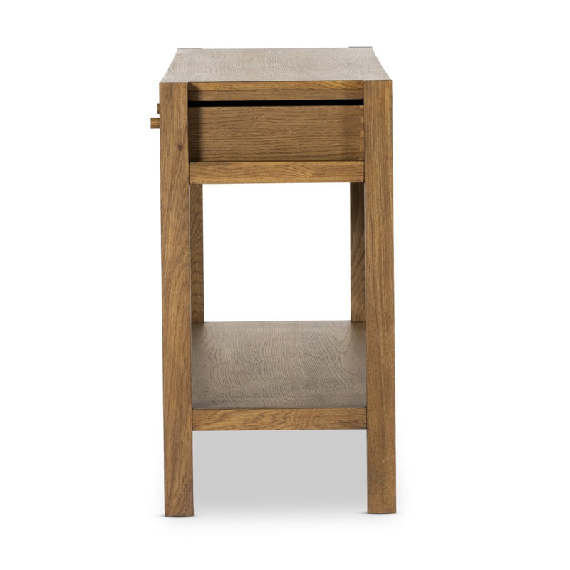 Meadow Console Table Tawny Oak Side View Four Hands