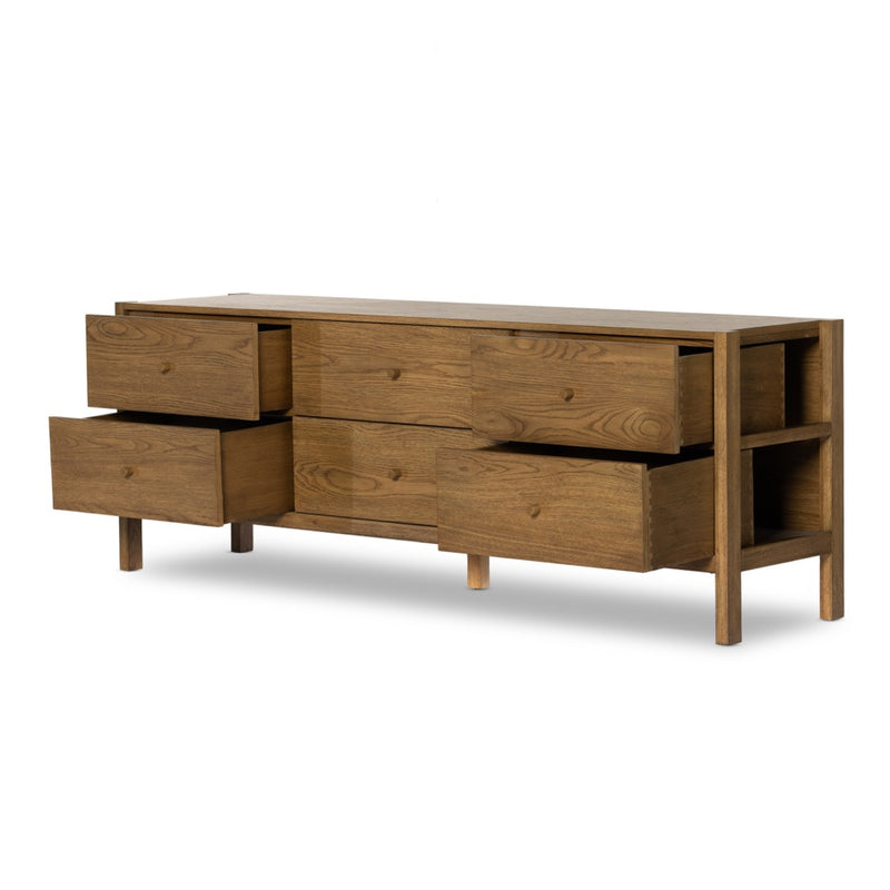 Meadow Media Console Tawny Oak Open Drawers 229647-003