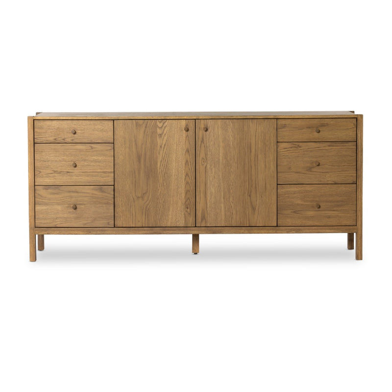 Meadow Sideboard Tawny Oak Front View Cabinets Closed 228733-004
