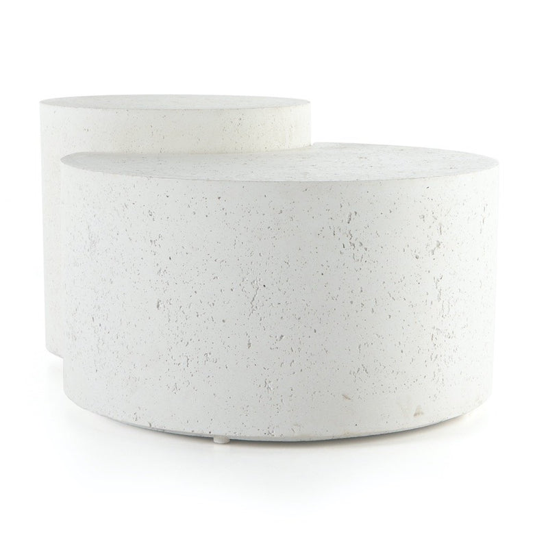 Meza Nesting Coffee Table - Textured White Angle View
