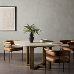 Mia Round Dining Table Parchment White Staged View