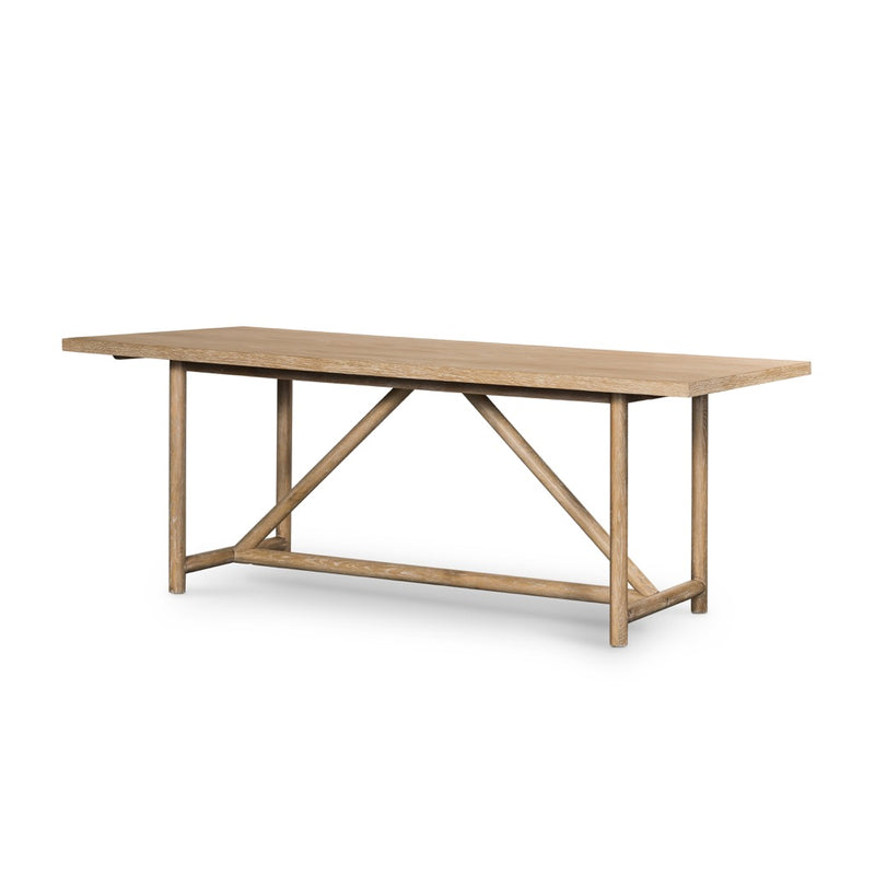 Mika Dining Table of white-washed oak angled view
