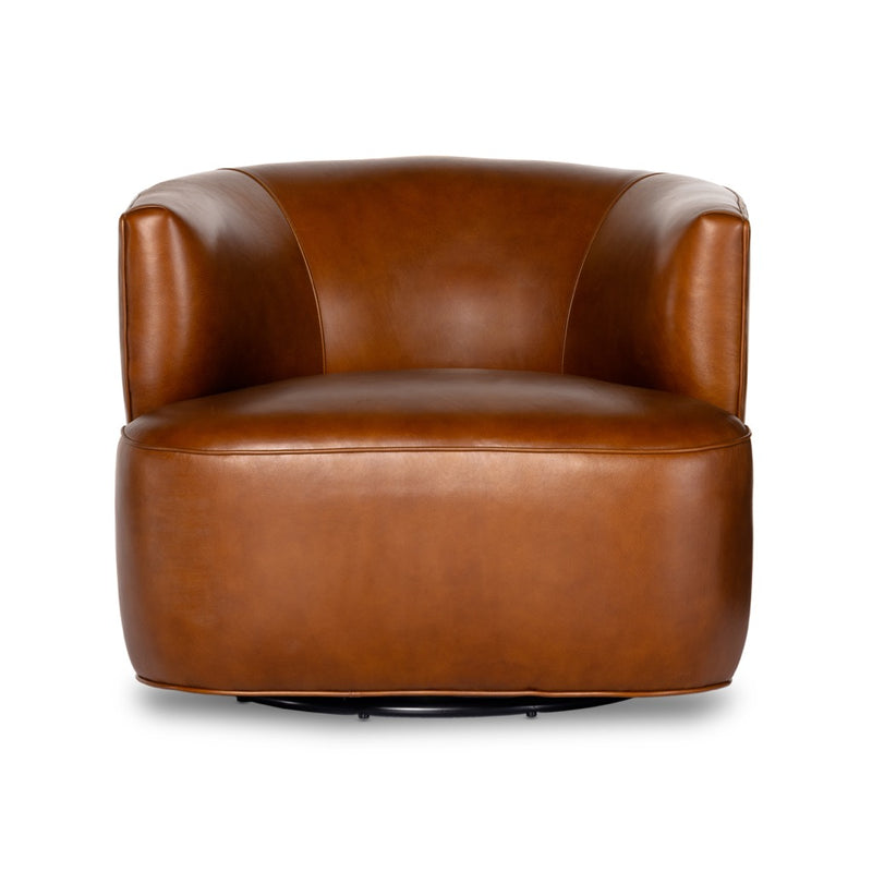 Four Hands Mila Swivel Chair Riviera Cognac Front Facing View