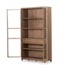 Millie Cabinet - Drifted Oak Solid glass doors open angled view