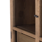 Millie Cabinet - Drifted Oak Solid close up view door hardware left side