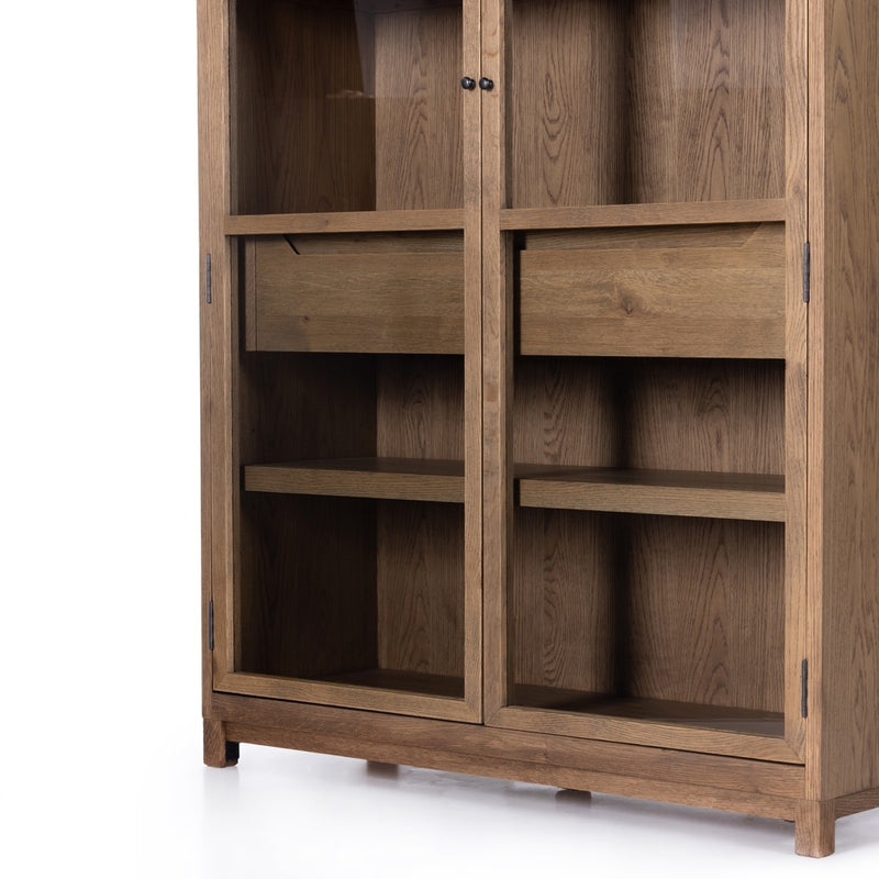 Four Hands Millie Cabinet - Drifted Oak Solid close up view lower cabinet