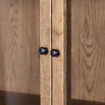 Millie Cabinet - Drifted Oak Solid close up view of both doors showing  hardware
