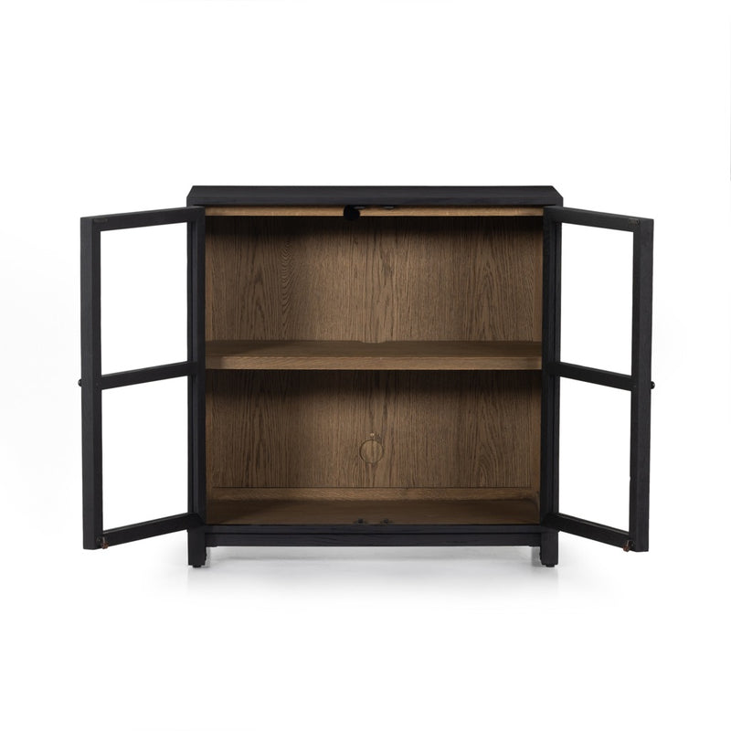 Millie Small Cabinet Drifted Matte Black Open Cabinet Front View 227825-001
