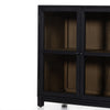 Millie Small Cabinet Drifted Matte Black Tempered Glass Detail Four Hands