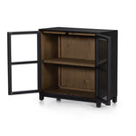 Millie Small Cabinet Drifted Matte Black Open Cabinet Angled View