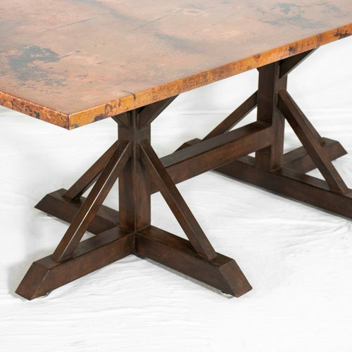 Miners Long Copper Dining Table Natural Finish Artesanos