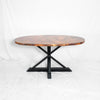 Miners Oval Copper Dining Table - Black & Natural Copper Patina - Side View