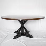 Miners copper top dining table dark copper finish