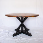 round copper top dining table