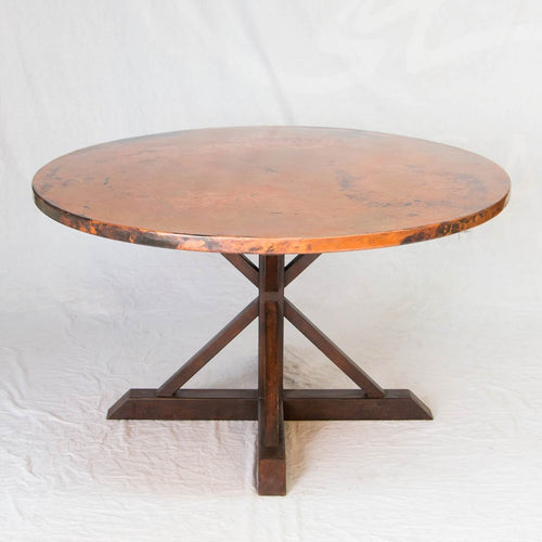 Miners Copper Top Dining Table with Iron Base- Natural Finish