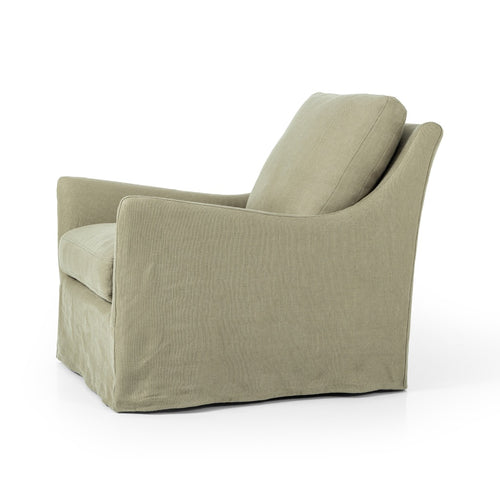 Monette Slipcover Swivel Chair Khaki Angled View 238679-002
