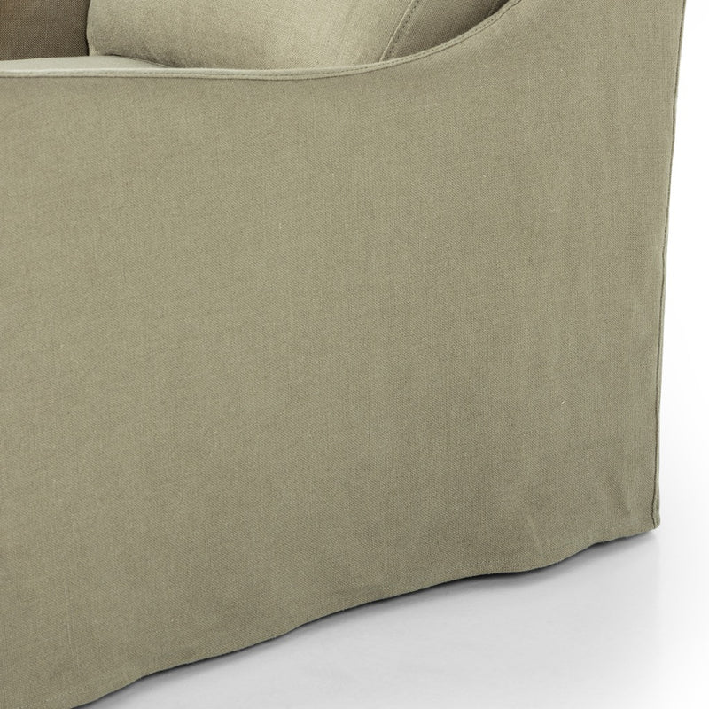 Four Hands Monette Slipcover Swivel Chair Khaki Linen Covering