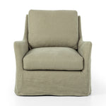 Monette Slipcover Swivel Chair Khaki Front Facing View Four Hands