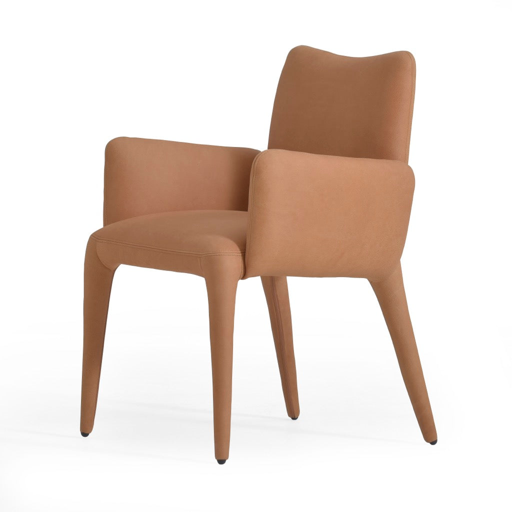 Monza Dining Armchair Heritage Camel Angled View Four Hands