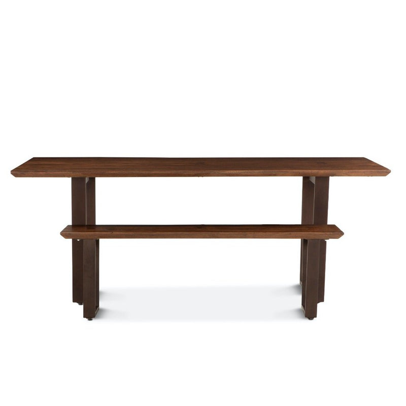 Mozambique Wood Dining Table front view with bench