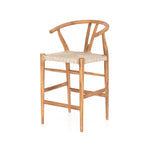 Muestra Teak Counter Stool Natural Angled View Four Hands