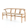 Muestra Dining Bench Natural Teak Angled View Four Hands