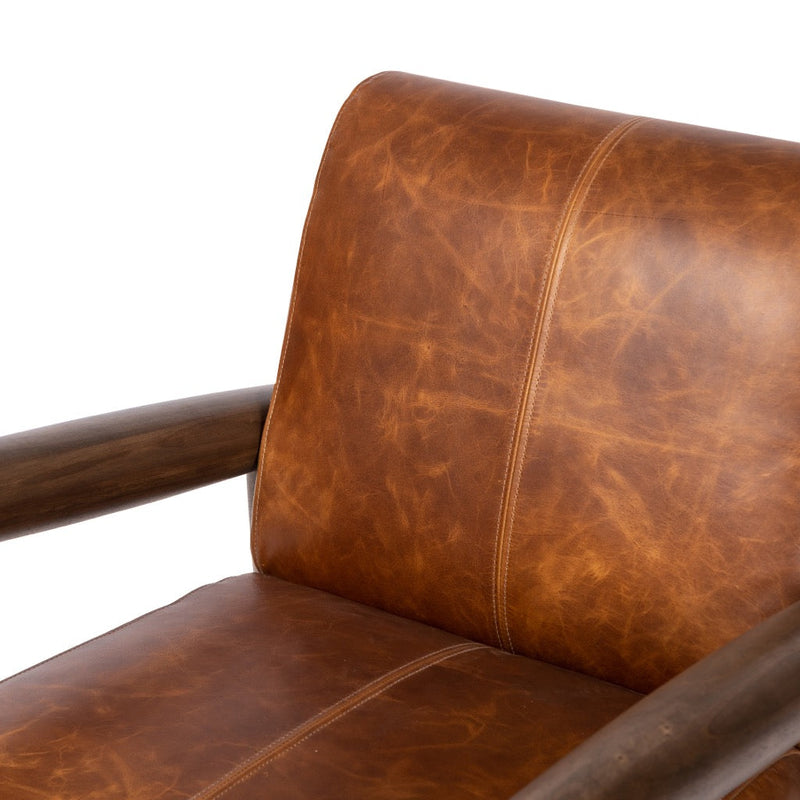 Four Hands Oaklynn Chair Raleigh Chestnut Top Grain Leather Seating