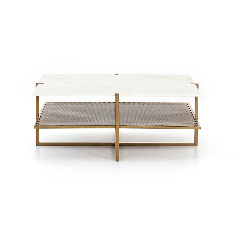 Olivia Square Coffee Table White Marble IMAR-189 Four Hands