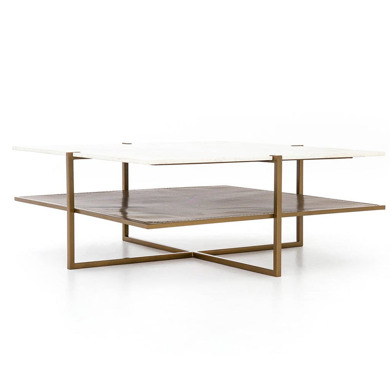 Olivia Square Coffee Table White Marble IMAR-189