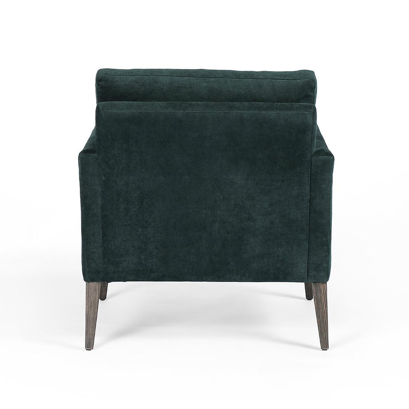 Olson Velvet Chair - Emerald Worn Velvet Back View