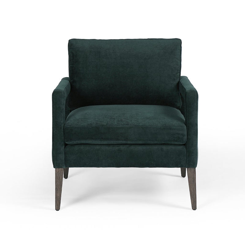 Olson Velvet Chair - Emerald Worn Velvet Front View