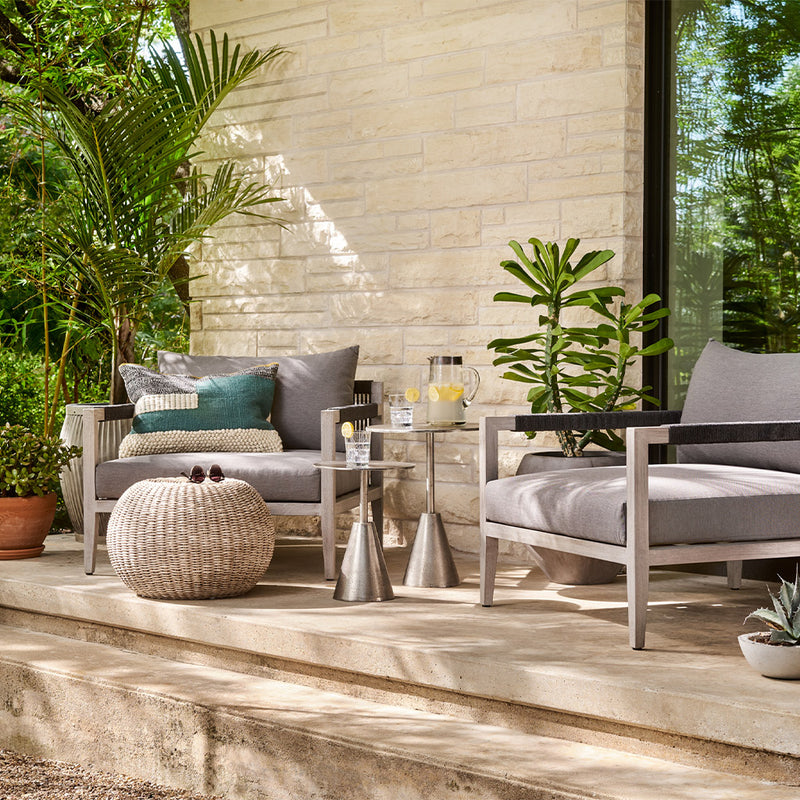 Phoenix Outdoor Accent Stool Staged Image Outdoor Setting with Other Chairs