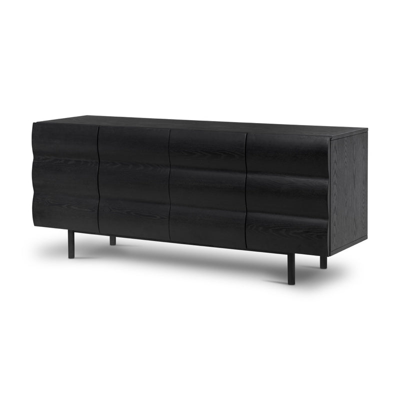 Pompey Media Console Black Ash Angled View 233566-001
