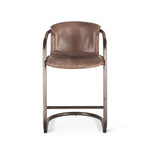 Portofino Modern Rustic Stool - Jet Brown Leather front view