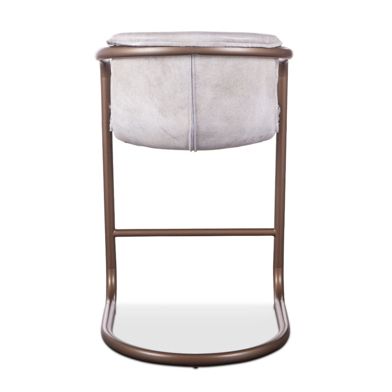 Portofino Leather Counter Chair  - Exposed Raw Leather Edges back view