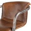 Portofino Leather Modern Dining Chair Chestnut up close of back rest and seat