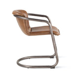 Portofino Leather Modern Dining Chair Chestnut side view