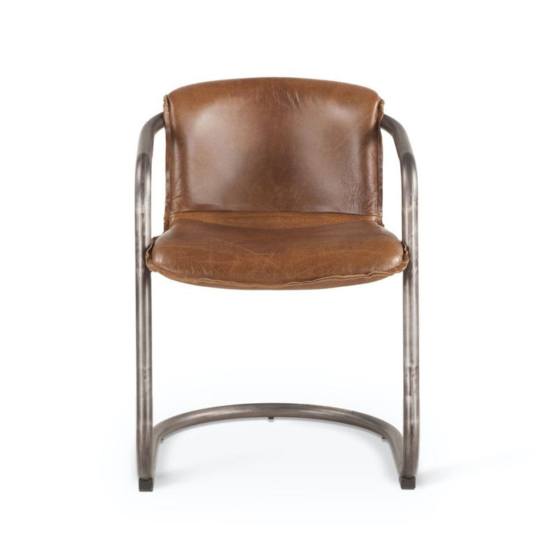Portofino Leather Modern Dining Chair Chestnut front view