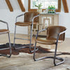 Portofino Leather Modern Dining Chair Chestnut