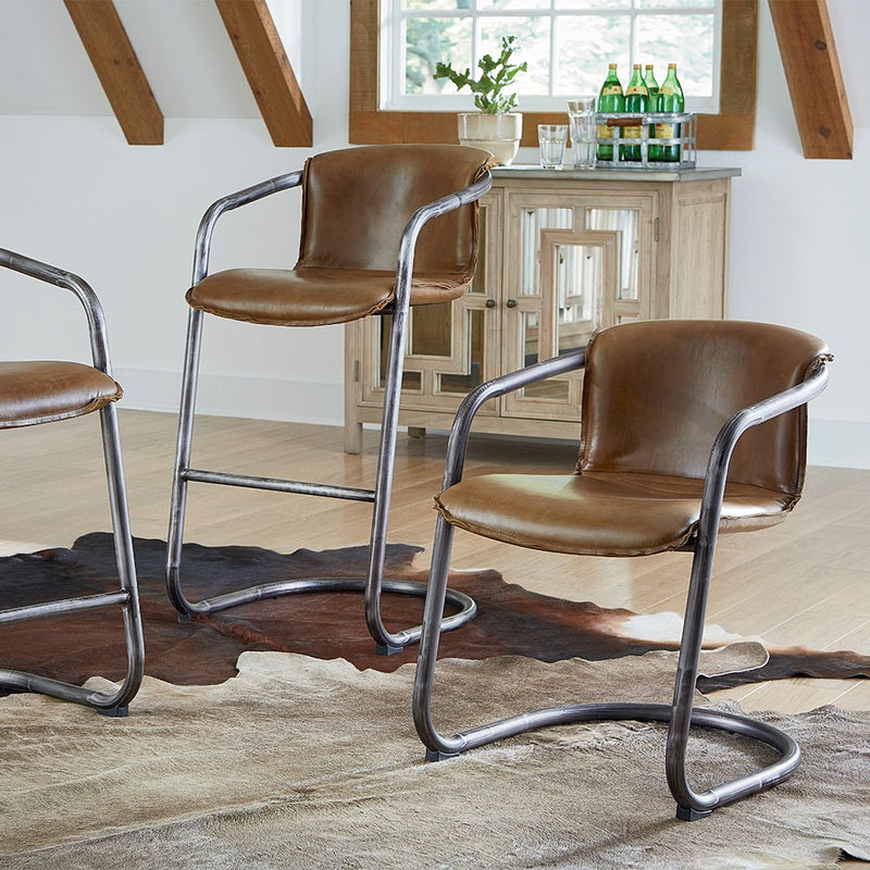Portofino Leather Modern Dining Chair Chestnut