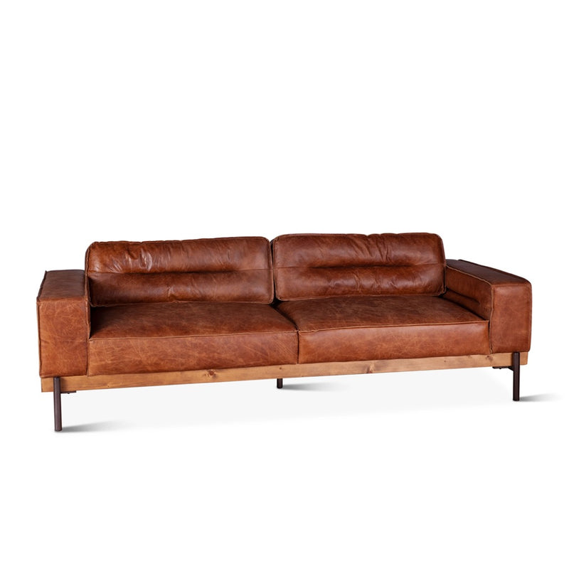 Modern Three Seat Sofa Cocoa Leather Home Trends Design