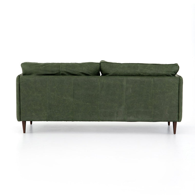 Reese Green Leather Sofa - Eden Sage Back View