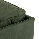 Reese Green Leather Sofa - Eden Sage Cushion Detail