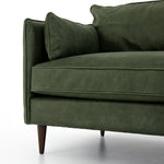 Reese Green Leather Sofa - Eden Sage Front Detail