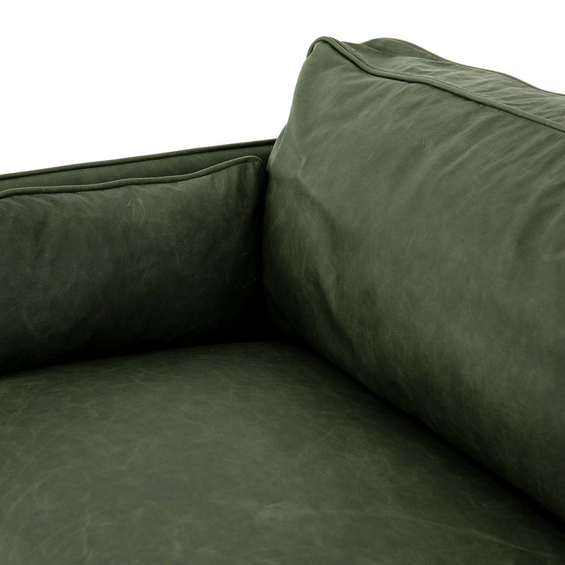 Reese Green Leather Sofa - Eden Sage Seat Detail