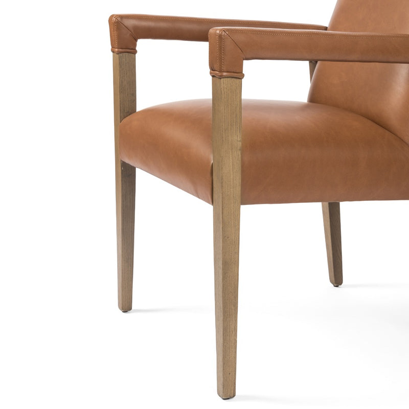 Reuben Dining Chair - Sierra Butterscotch close up side view of arms and seat
