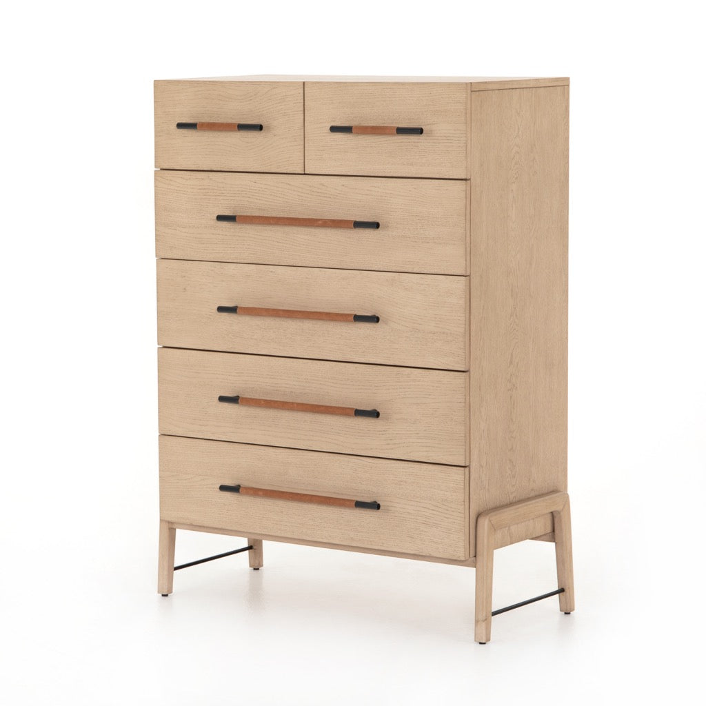 Rosedale 6 Drawer Tall Dresser-Yucca Oak angled view