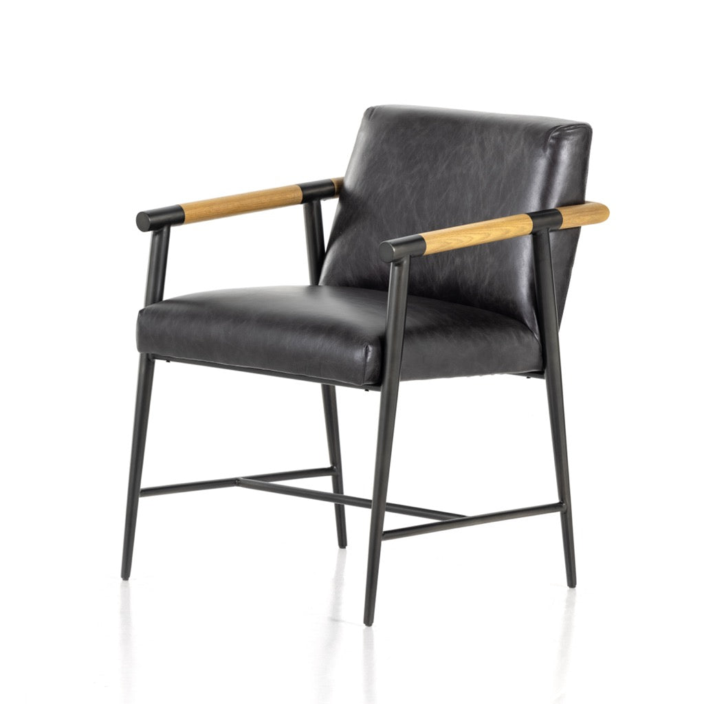 Rowen Dining Chair Sonoma Black Angled View Four Hands