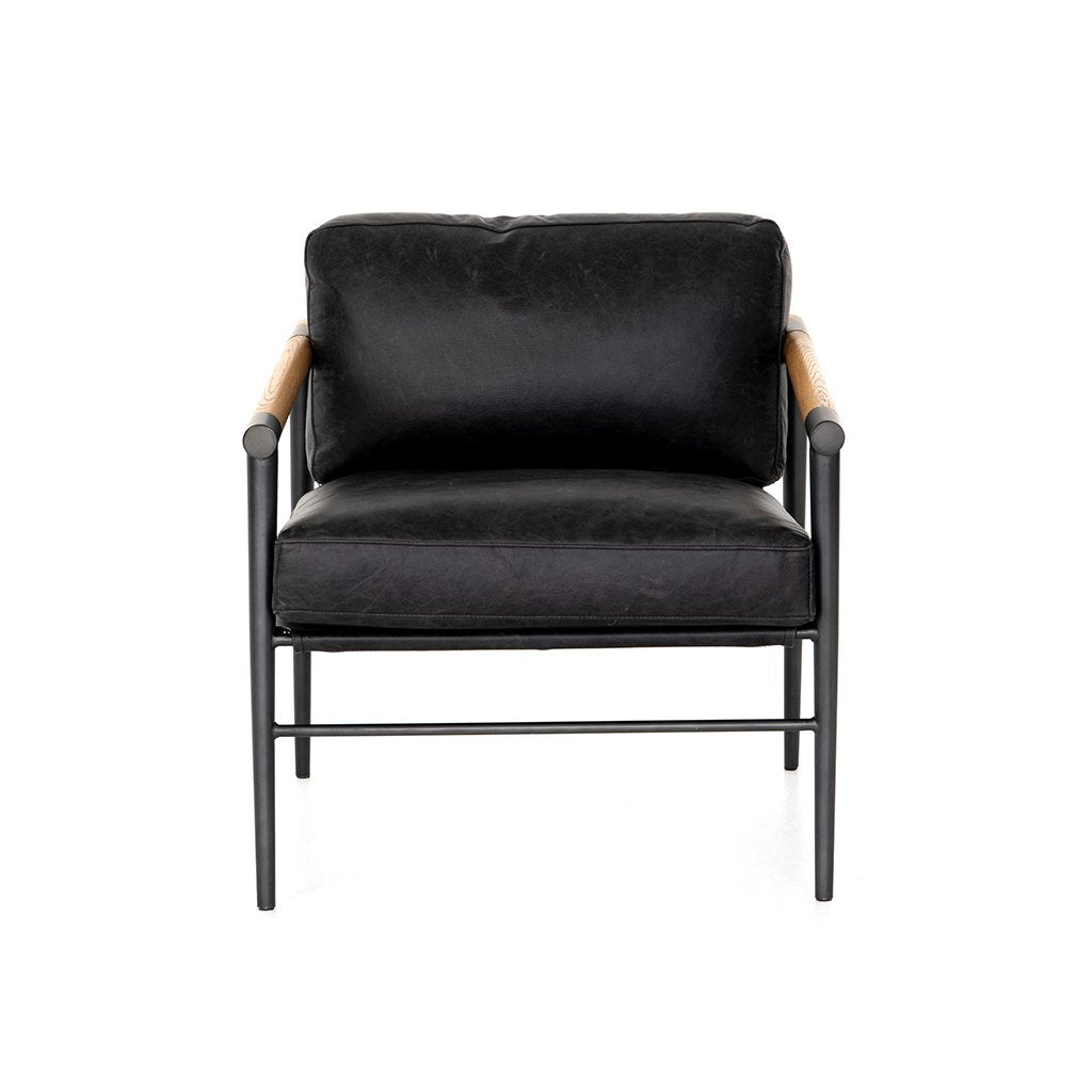 Rowen Black Leather Lounge Chair | Four Hands